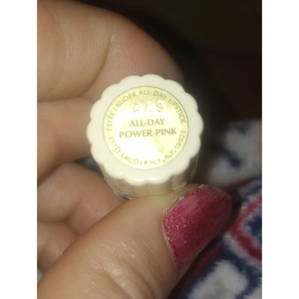 Estee Lauder All-Day Lipstick‎ Powder PINK White Ribbed Case Vintage NEW